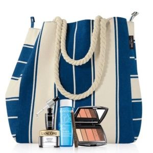 LANCOME Beauty Gift Set - 6pc Striped tote brand new